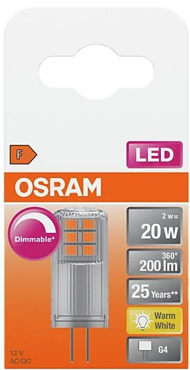 OSRAM Led Pin G4 20 200lm klar Dimbar Varmhvit