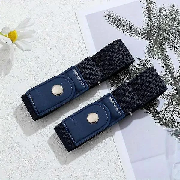 2 stk./sæt Elastisk bælte uden spænde til kvinder mænd Unisex Strækbælte til bukser Jeans Casual Spændefrit justerbart usynligt bælte [BR]