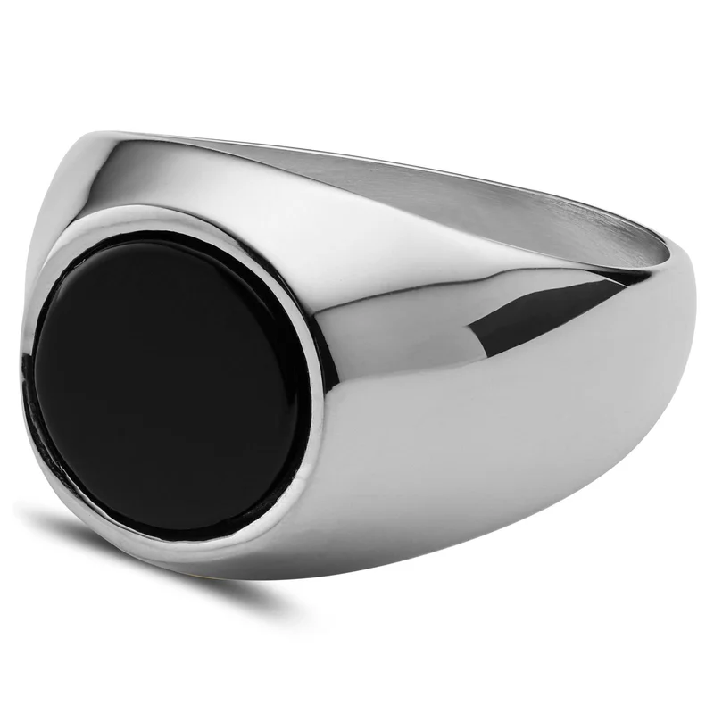 Law Silver-Tone Gravel Ring for Men - Rings with stones