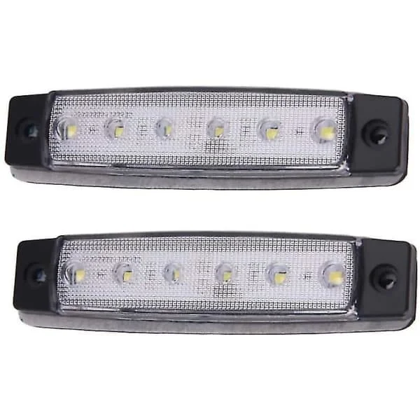 12V 6 LED posisjonslys for tilhenger, baklys, sidemarkeringslys, blinklys, instrumentbelysning (hvit)