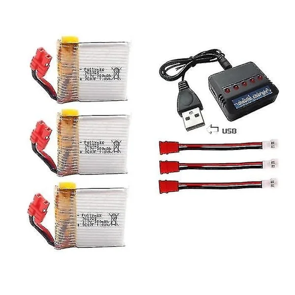 Rosa 3.7v 380mah Batteri för Syma X21 X21w X26 X26a, Fjärrstyrd Drönardelar med Laddare X21