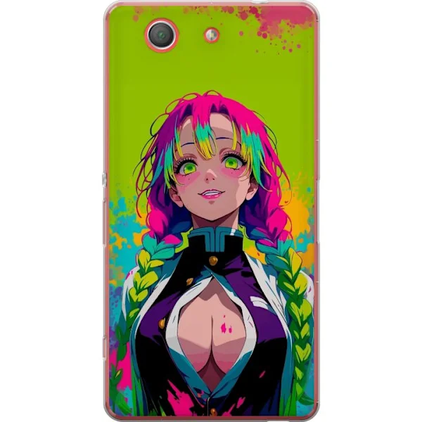 Kompatibelt Mobilskal till Sony Xperia Z3 Compact Animeporträtt med starka färger och livfull bakgrund i neonstil