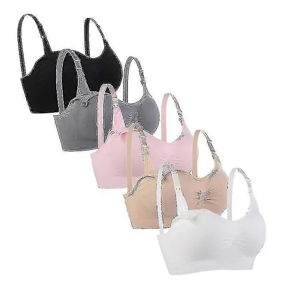 Amme-BH 5-pakning Trådløs Dyp Graviditets Amme-BH Bralette Sove Amme-BH Med Ekstra Forlengere - JA (LGL)