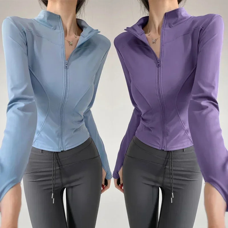 AliExpress - S-3XL Sun Schnell trocknender Sportmantel Damen Enges Top Yoga Jacke Langarm Reißverschluss Jacke Laufen Fitness Damen Jacke