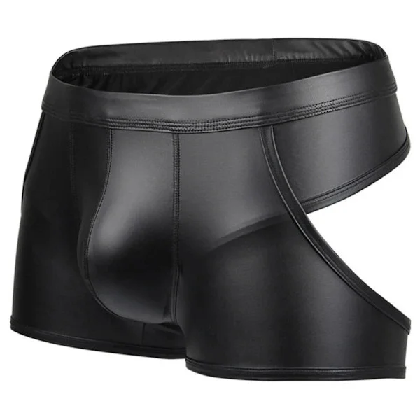 Mænds Sexede T-streng Faux Læder Lingeri Underbukser Undertøj Boxer Shorts G-streng (XL)