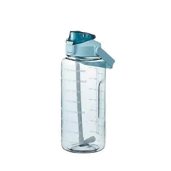 2L Water Bottle with Straw Large Portable Travel Flask Blue