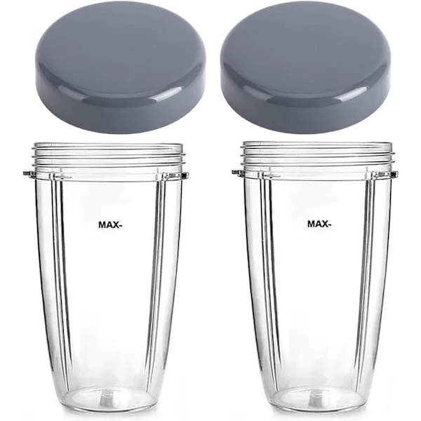 Erstatningsbegre for blender, passer til Nutribullet Blender 24 OZ-beger med lokk, kompatibel med Nutribullet 600W 900W Blender Juicer (2-pakning)