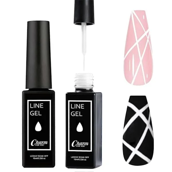 Gel Neglelak Liner Hvid Negle Gel Lak 10ml Negle Liner Malet Gel Lak Tynd Børste Til Fransk Manikyr Neglekunst Soak Off UV/LED (Hvid)