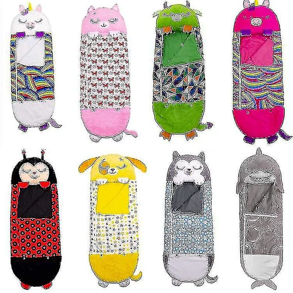 Sovsäck Barn Lat Varm Sovsäck Pyjamas Barn Kudde_y Svart röd 160x60cm