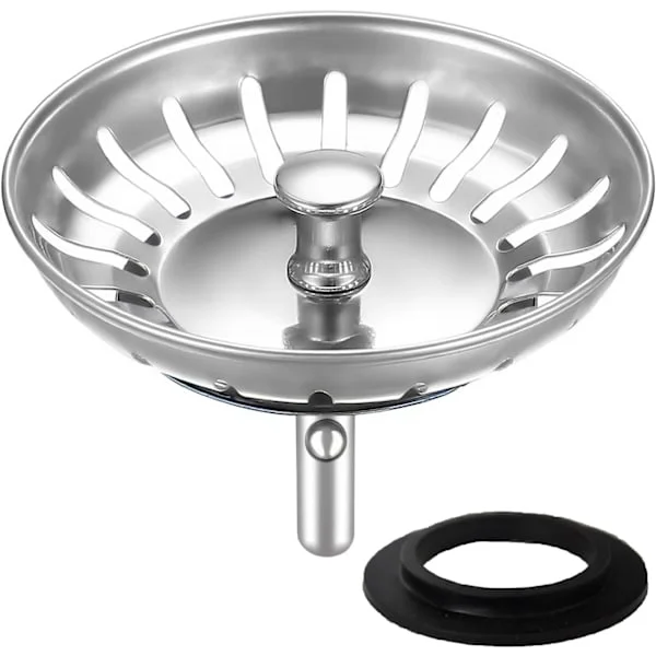 Rostfritt stål diskbänkssil 80 mm universal avloppssil plugg förhindrar igensättning passar Blanco Franke diskbänkar extra tätningar ingår