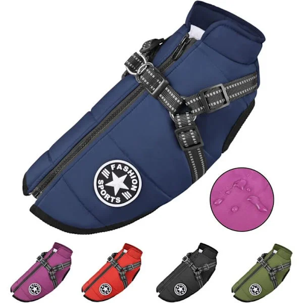 Dog Jacket with Harness, Waterproof Winter Jacket for Small Medium Large Dogs, Warm Dog Jacket for Chihuahua, Teddy, Labrador, French Bulldog