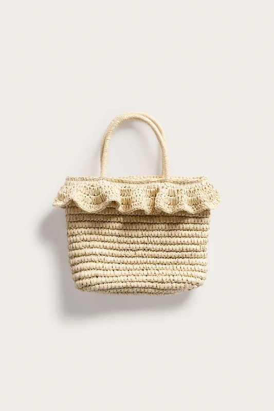 Kappahl | Väska i strå med volangkant Ljusbeige ONE SIZE | Barn