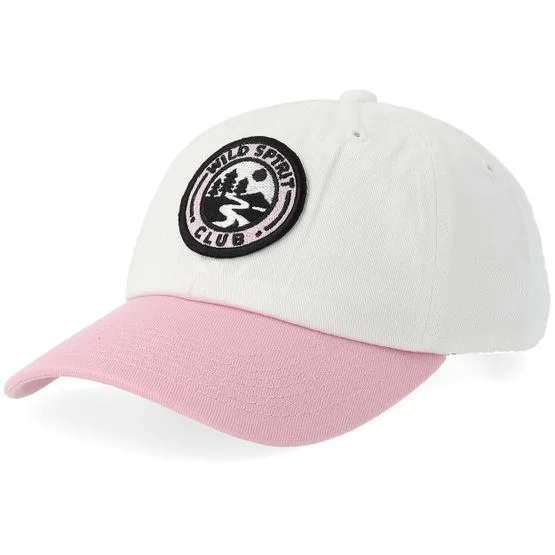 Kiddo Cap - White unconstructed Caps - Kids Pink Little Adventure Club White/Light Pink Brim Washed Dad Cap @ Hatstore