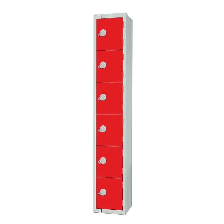 Elite locker, 6 door, 1800x300x450 mm, red
