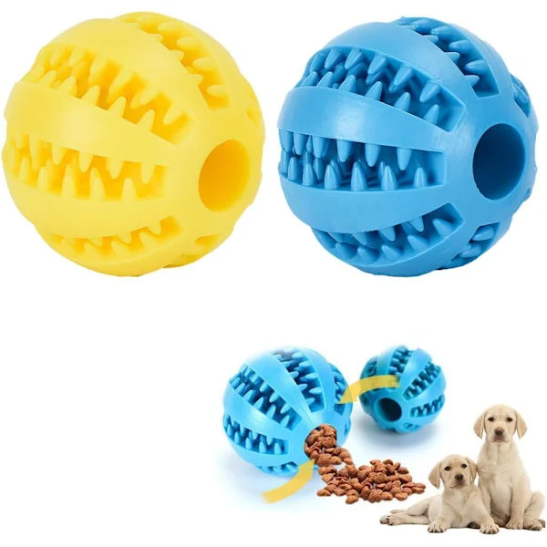 2-pack interaktiva hundleksaker med godisdispenser i gummi (6 cm) - Tuggleksaker för tandrengöring för små hundar, mot tristess och IQ-träning