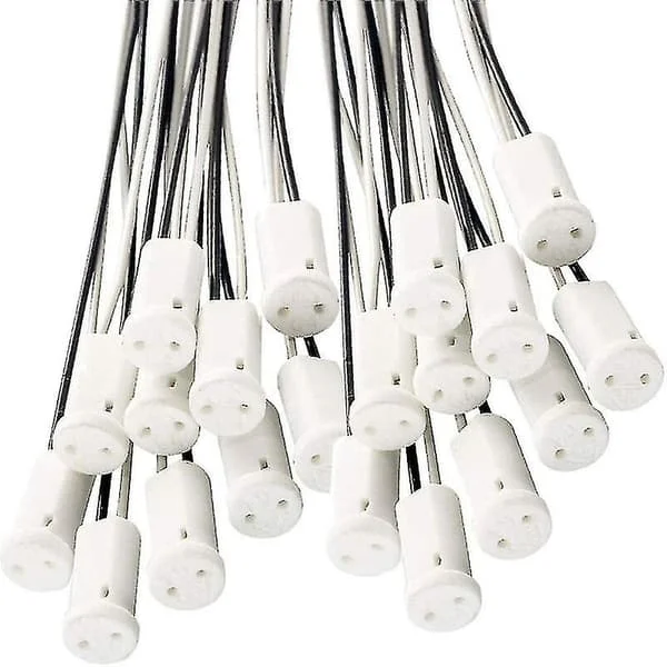 25 stycken G4 Lamphållare G4 Sockel Lamphållare med Keramisk Hållare för G4 LED Halogenlampa, 10 cm Kabel