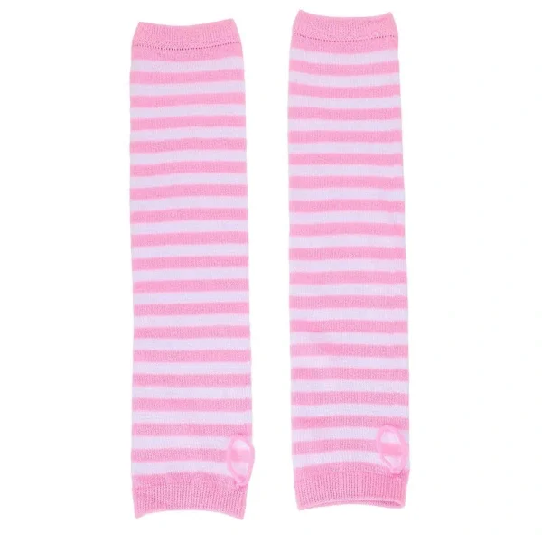 1 Pair Women Long Fingerless Gloves Knitted Sleeves Arm Warmers Thumb Hole Stretchy Gloves Pink 37.00X9.00X0.20CM
