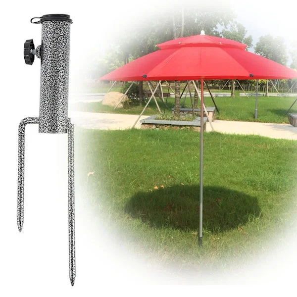 1 stk. fast paraplyholder, paraplyjordspyd, sammenklappelig paraplyholder i metal, udendørs paraplyholder til park, terrasse, have, fiskeri
