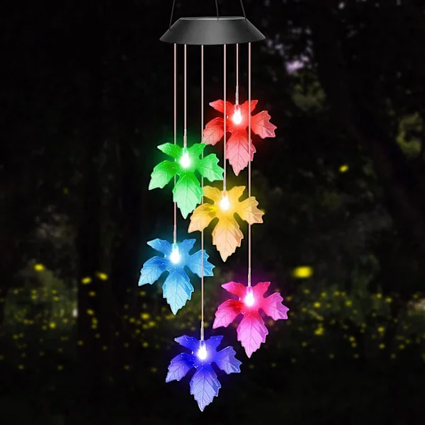 Morsdagsgave til mamma, morsdagsgave til kone, vindklokke lønneblad solcellelampe utendørs til kone bursdagsgave Valentinsdagsgave til