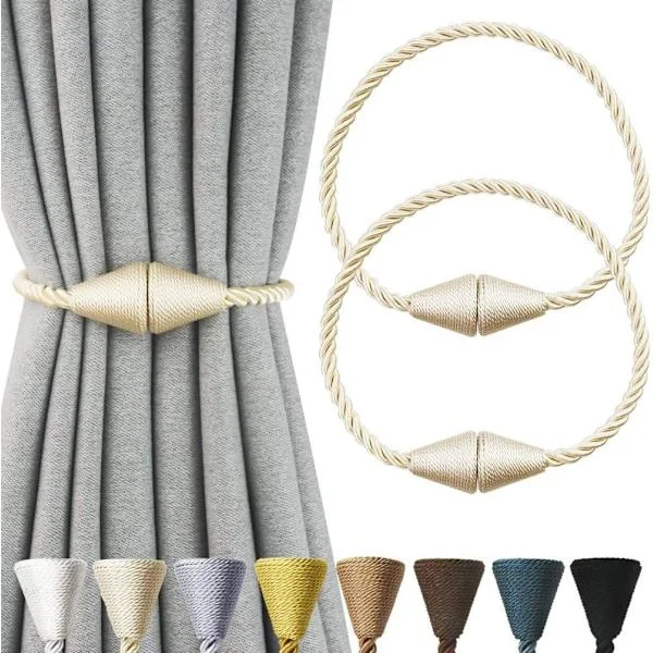 OBOSOE 2-pack Magnetic Curtain Tiebacks – Curtain Tiebacks for Curtains & Decoration Beige