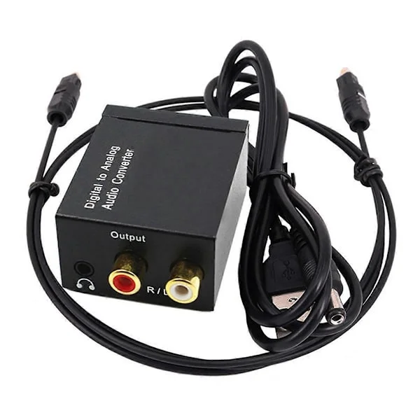 Digital till analog ljudomvandlare, SPDIF koaxial optisk fiber DAC-avkodare med 3,5 mm-uttag, 24-bitars 96 KHz för hemmabio TV-ljudsystem