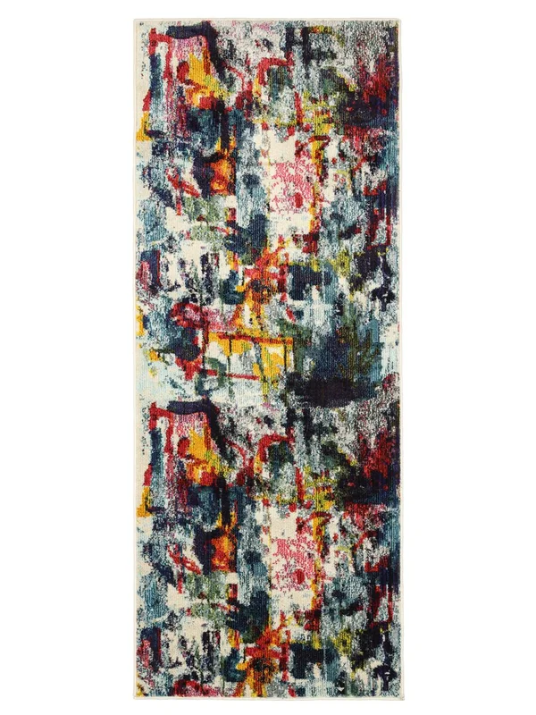 Leloudo 80X200 Small Multicolor Abstract Runner Rug