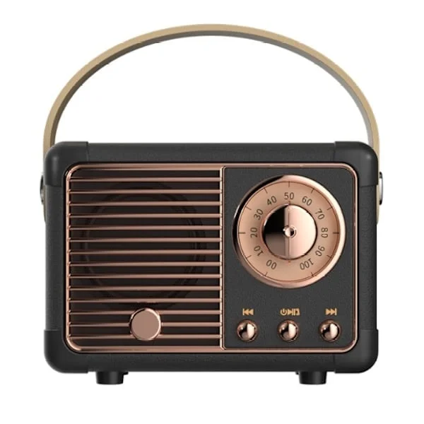 Bästsäljande retro Bluetooth-högtalare, vintage FM-radio med klassisk stil, hög volym, trådlös Bluetooth 5.0-anslutning, TF-kortstöd svart