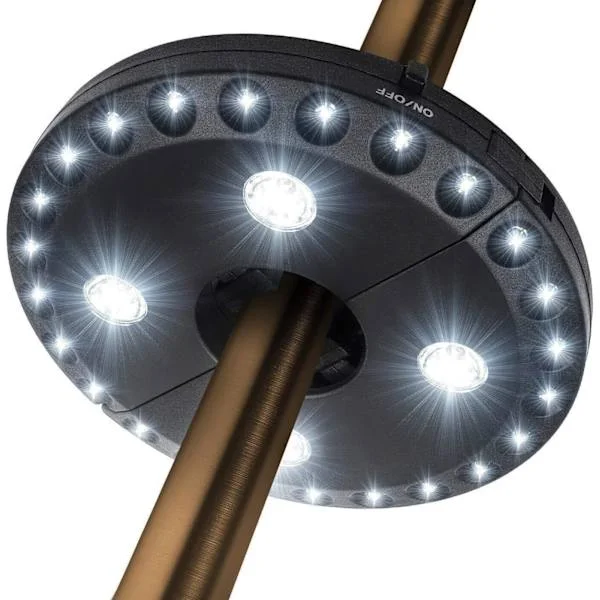 Patio Umbrella Light, 28 LED Lights - Requires 4 x AA Batteries, for Patio Umbrellas, Camping, Tents