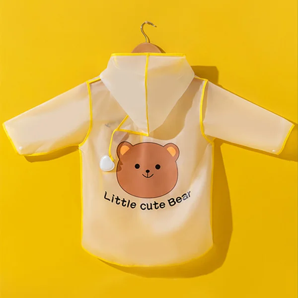 Kids Raincoat Children Rain Jacket EVA Hooded Raincoat Waterproof Windproof for Girls Boys Toddlers Baby Yellow Bear L_tfrf