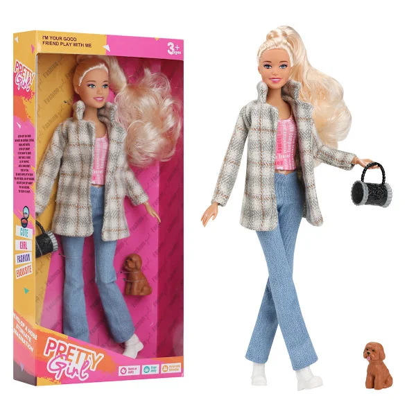 Barbie-docka 30 cm - Långt hår & fin höst/vinterklänning | Ny i förpackning