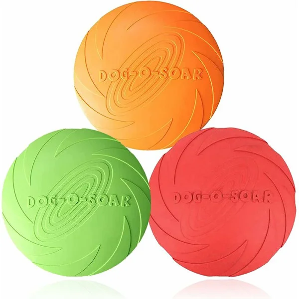 3 st Frisbee Hund - 15 cm Frisbee Leksak Hund - för Land och Vatten, Hundträning, Kasta, Fånga och Leka (Röd + Orange + Grön)