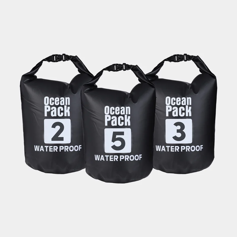 Drybag set / drybags Ocean Pack, 500D, 2/3/5 liter, zwart, 3-pack