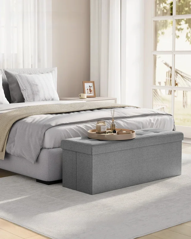 AliExpress - SONGMICS Sitzhocker mit Stauraum, klappbare Sitzbank, 38 x 110 x 38 cm Fußbank, Aufbewahrungsbox, bis 300 kg belastbar
