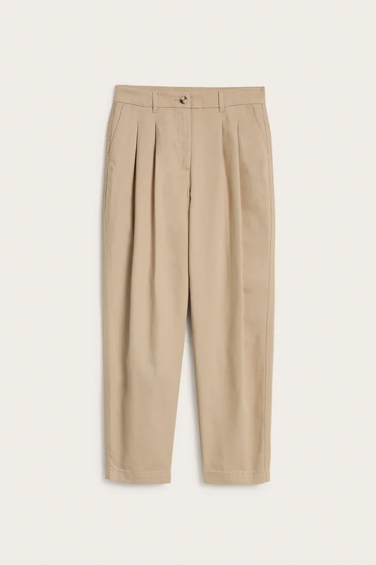Kappahl | Croppade byxor med veck Beige 34 | Dam