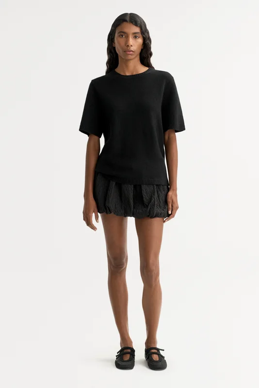 Soft Goat - Oversized t-shirt - Women cashmere sweater - XS - Black