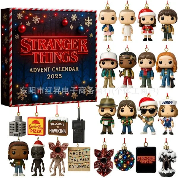 Stranger Things Julekalender 2025, 24 Dages 2D Jule-nedtællingskalender til Fans Julegave 22 x 26 cm