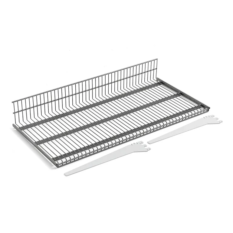 Trådhylde til butikshylder MARKET, 900x430 mm, inkl. beslag, sølv