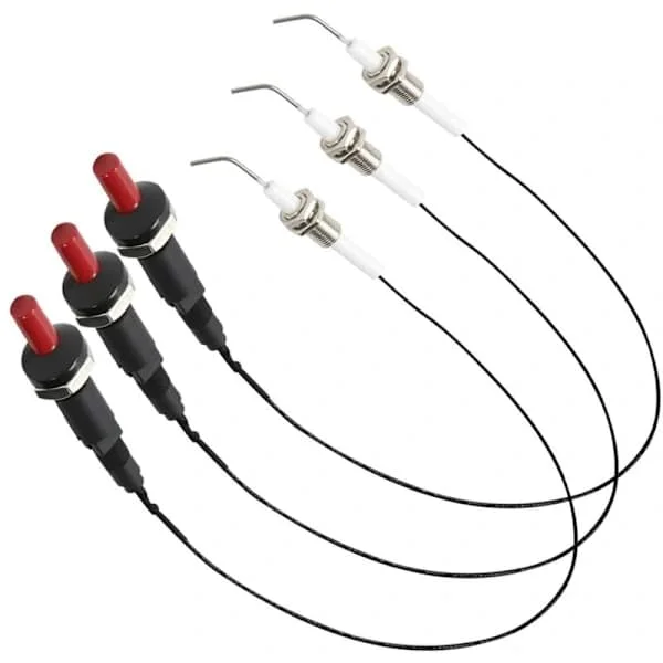 3-pack universellt piezo-tändningskit keramiska elektroder för gasgrill, spis och öppen spis, svart vit, 30 cm