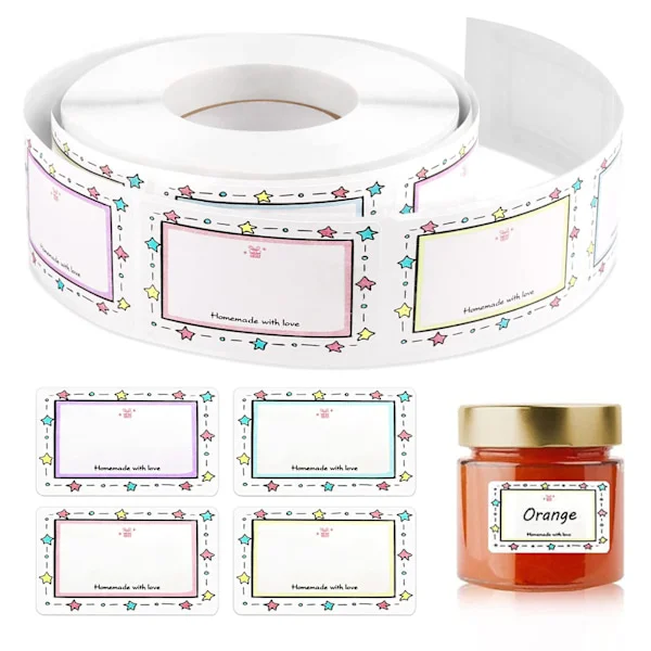 1 Roll/500 pcs Labels for Jars, Self-Adhesive Labels for Food Containers, Self-Adhesive Labels for Jam Jars 50x30mm, Sticker Labels for Jars