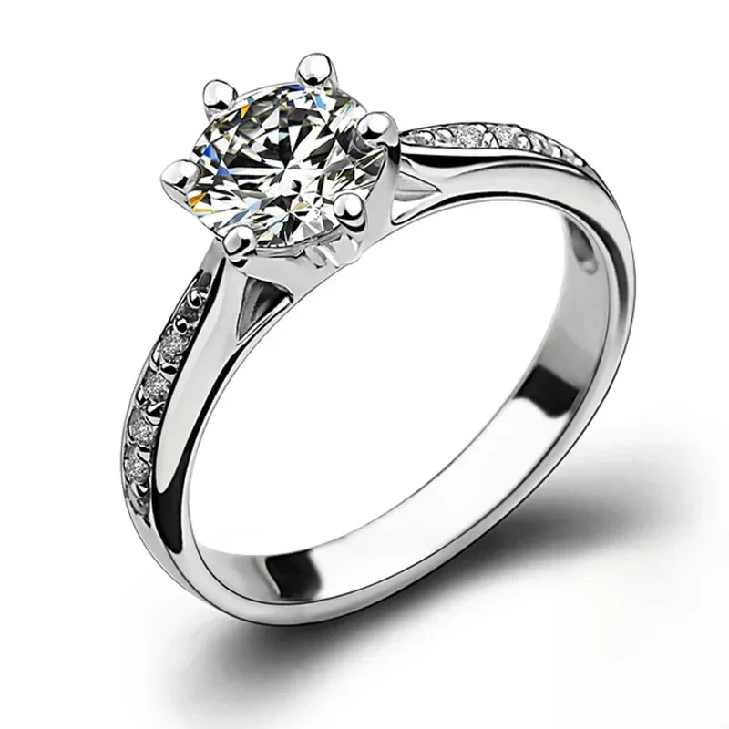 AliExpress - Luxe 925 Sterling Zilveren Klassieke Ring voor Vrouwen Zes klauw sieraden eenvoudige 70ct diamanten ring imitatie diamant damesring