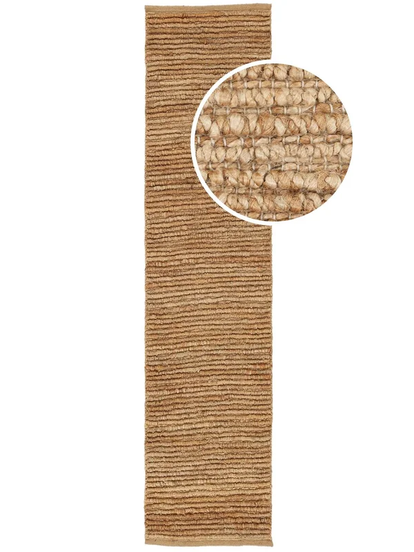 Jute Ribbed Beige Runner Rug Small