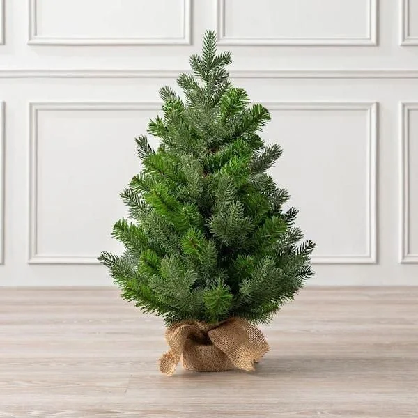 Pieni joulukuusi, pieni 60 cm:n tekokuusi, pöytäkoriste painotetulla juuttipohjalla