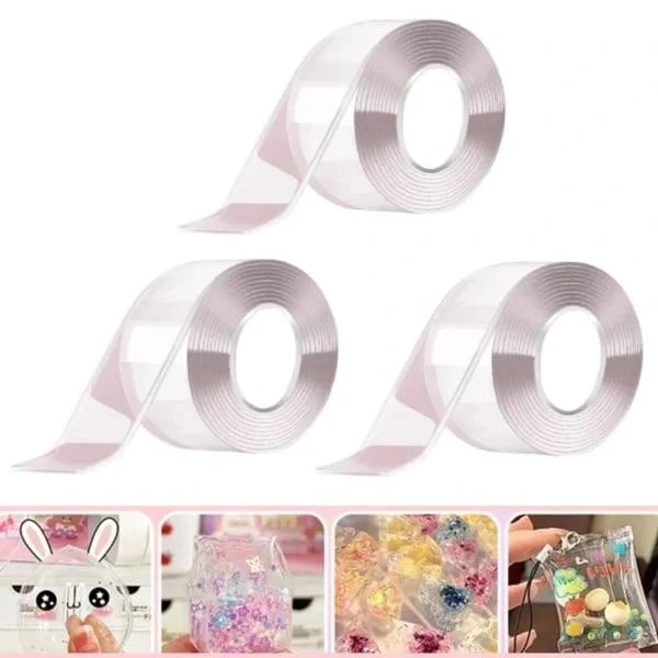 St Nano Tape Bubble Toys, Spårlös Nano Tape Bubble Making, Transparent Återanvändbar 100cm*3