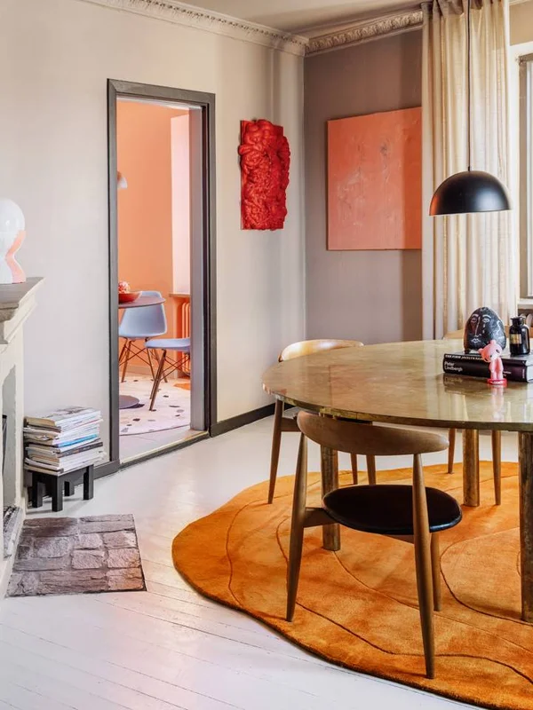 Liten Barba Matta - Orange Ø 150 Ull, Modern Stil