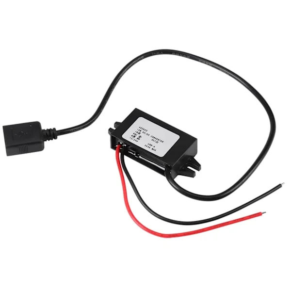 1st DC-DC Buck Adapter 12V/24V till USB 5V 3A Konverteringsregulator Kabeltrådar