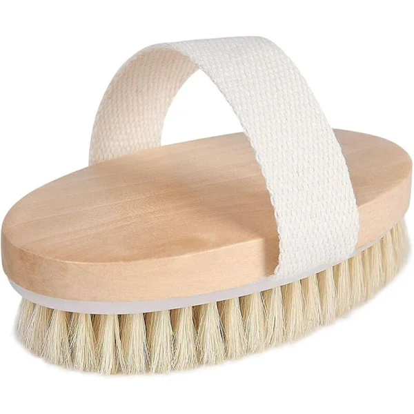 Torrborste för kropp, fysisk exfolieringsborste, naturlig borste för bad för felfri hud, lymfdränage och förbättrad blodcirkulation