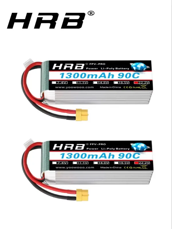 AliExpress - 1/2PCS Batterie Lipo HRB 6S 22.2v 1300mah 90C avec connecteur XT60 pour voiture RC 1/12 1/16, camion RC, bateau RC, avion RC