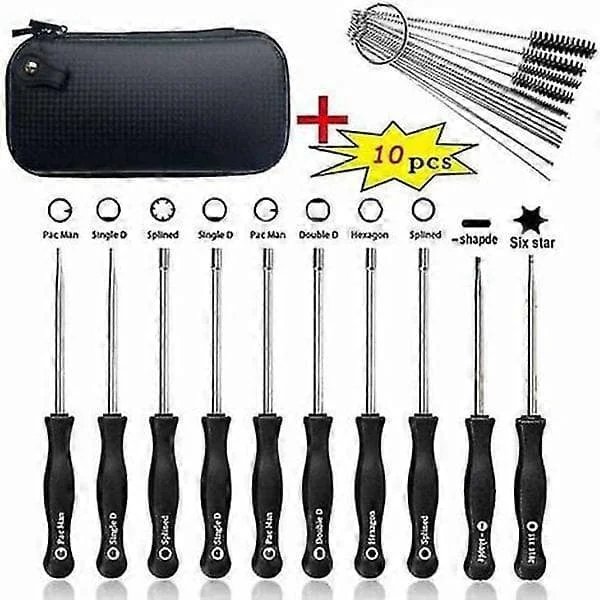 10 Carburetor Adjustment Screwdrivers for Small 2-Stroke Chainsaws/Rotary Fans/etc., with Case, Brush, and Cleaning Tool Kit