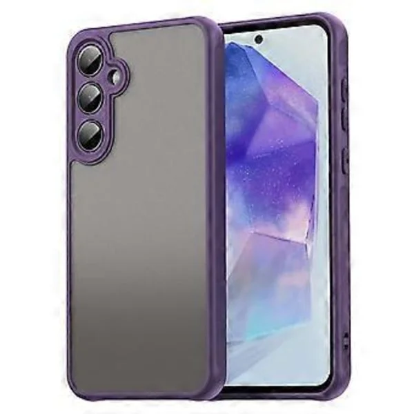 För Samsung Galaxy A55 5G Mobilskal Stötsäkert Luftkuddar Frostat Transparent PC+TPU Baksida Lila