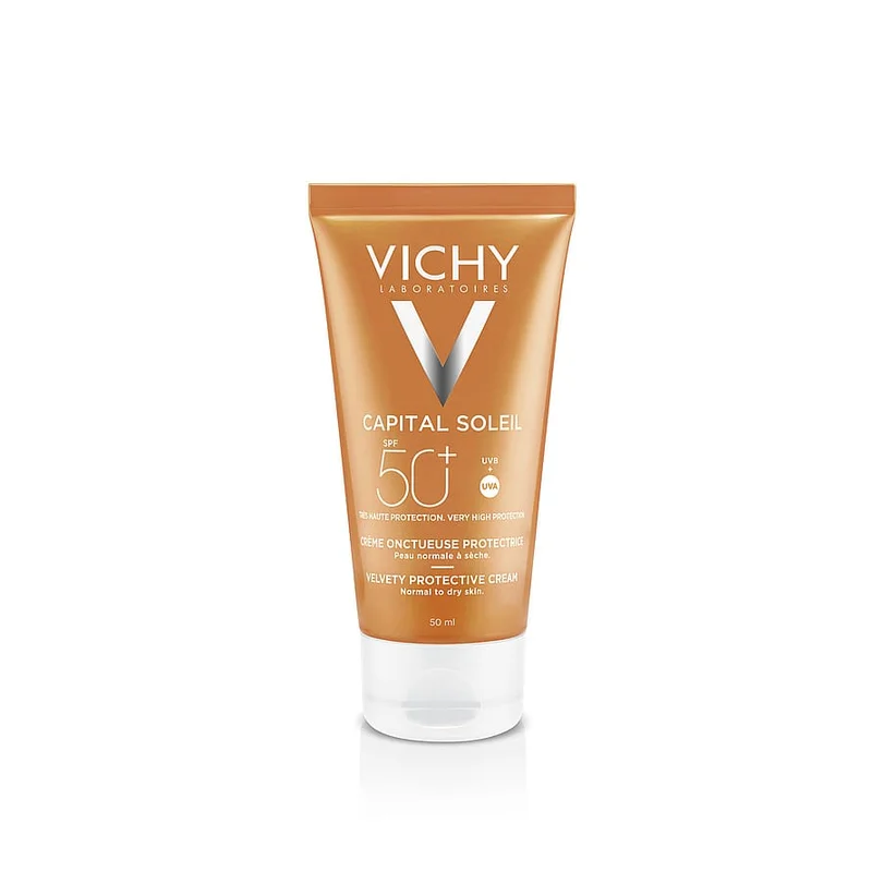Vichy Capital Soleil Skin-perfecting Velvety SPF 50+ 50 ml, Hudpleje, Solcreme, Solcreme Til Ansigtet